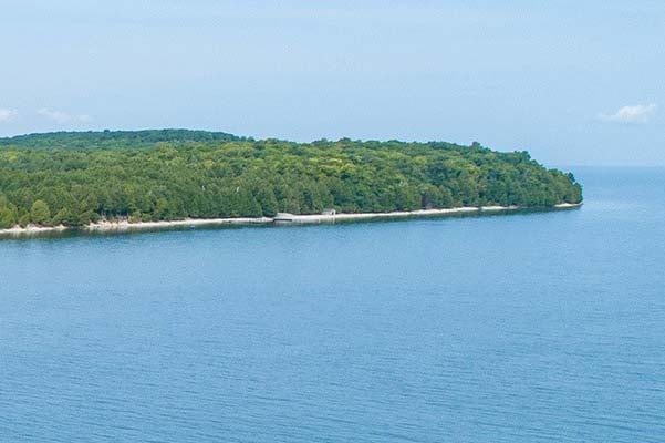 Baileys Harbor Distant view of part of Washington Island