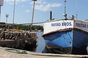 Closeup of a boat at a dock