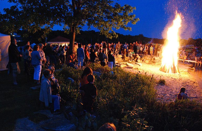 Ephraim People around a large bonfire